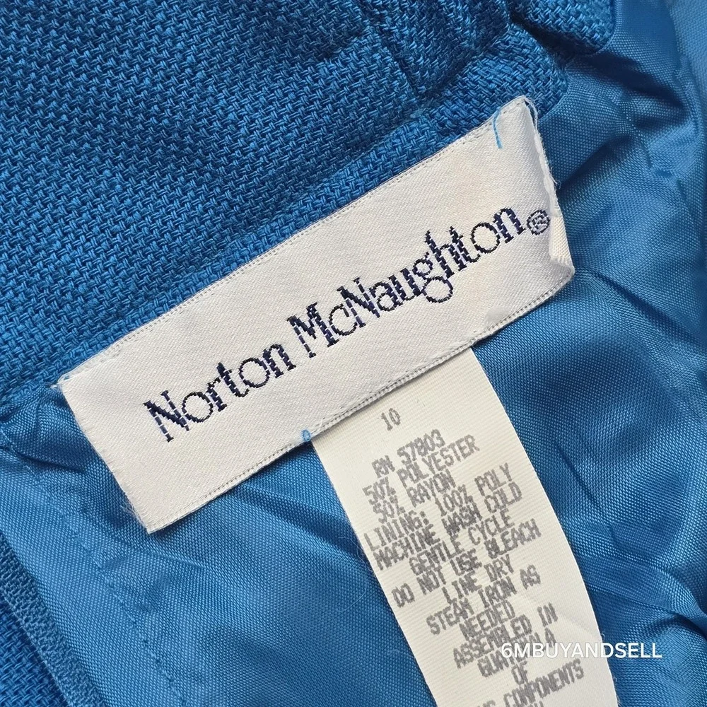 Norton McNaughton Vintage Blue Pencil Skirt Size 10 High Waist Lined Knee Length
